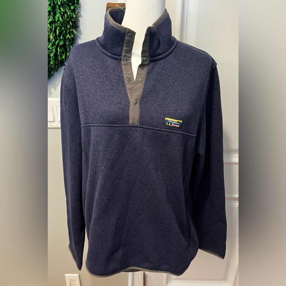 L.L. Bean Men's Dark Blue Sweater Fleece Pullover